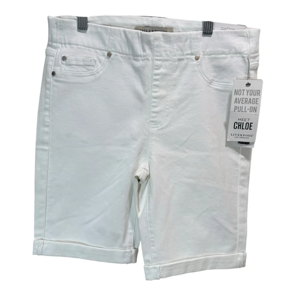 Liverpool Los Angeles Chloe Pull-On Bermuda Shorts – Bright White Size 2/26 NWT